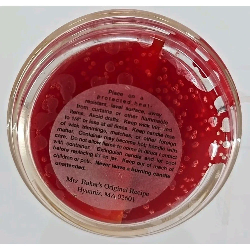 VTG NEW Original Recipe Scent By Mrs. Baker, 26 Oz Jar Candle W/ Holly Berry Top